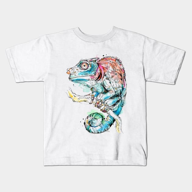 watercolor chameleon Kids T-Shirt by hiima